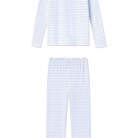 Lake Pajamas Pima Crew Long-Long Set in Baltic Blue Size XL - Picture 2 of 4